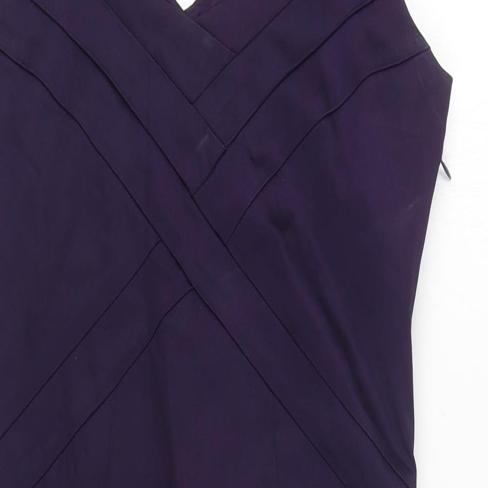 In Wear Womens Purple Viscose Sheath Size 12 V-Neck Zip