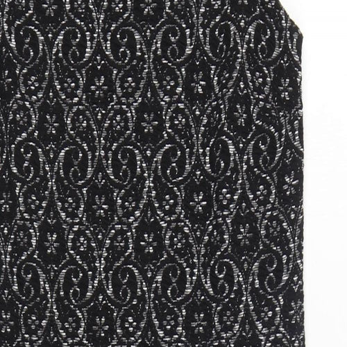 NEXT Womens Black Geometric Polyester Sheath Size 12 Round Neck Pullover