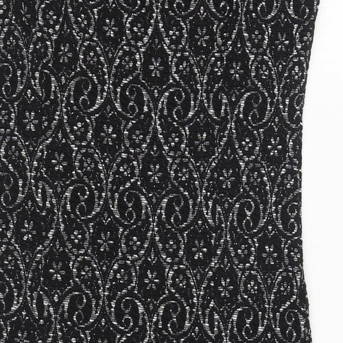 NEXT Womens Black Geometric Polyester Sheath Size 12 Round Neck Pullover