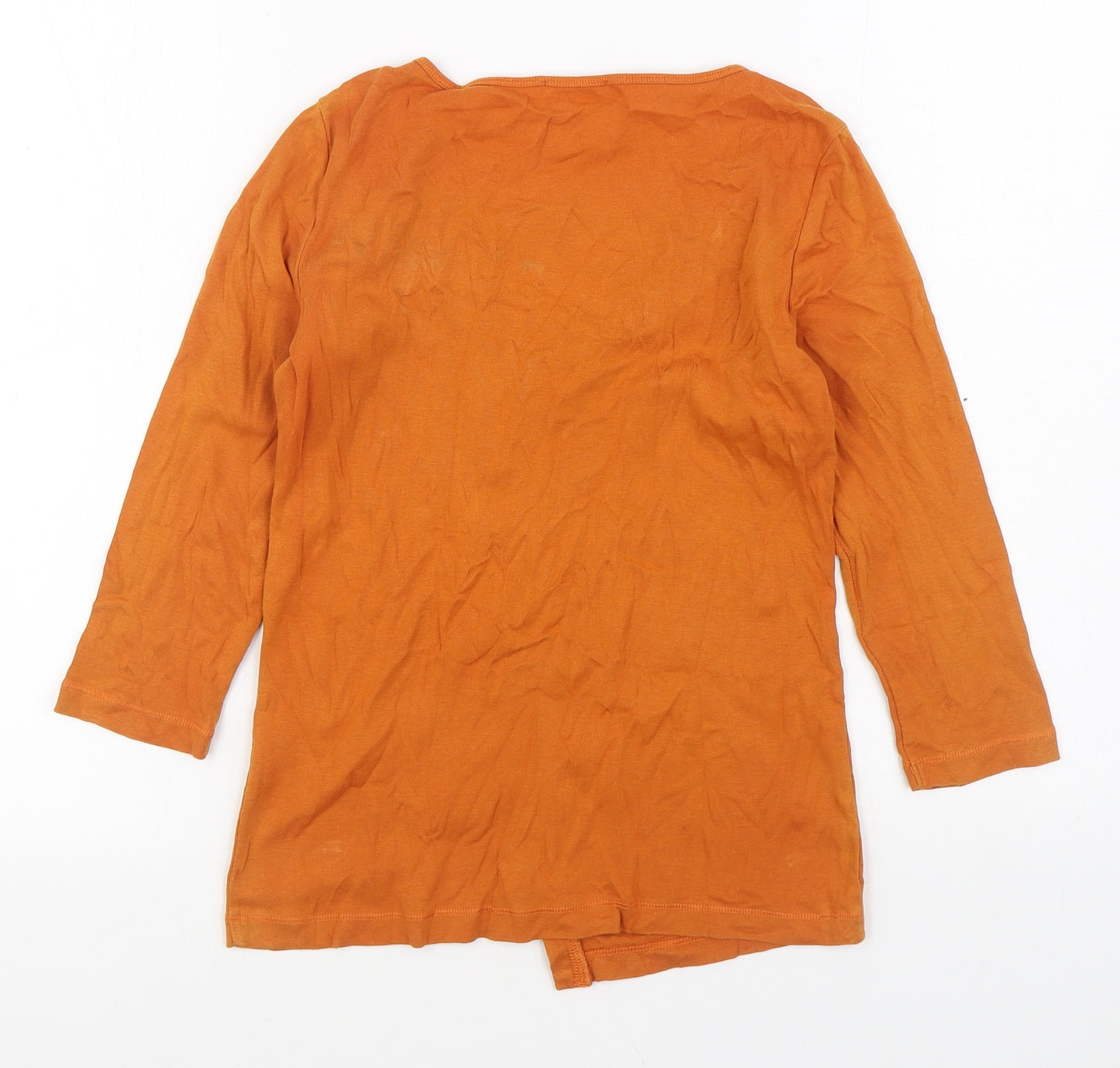 Per Una Womens Orange 100% Cotton Basic T-Shirt Size 10 V-Neck