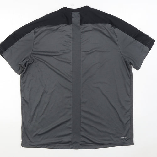 adidas Mens Grey Polyester Basic T-Shirt Size XL Round Neck Pullover