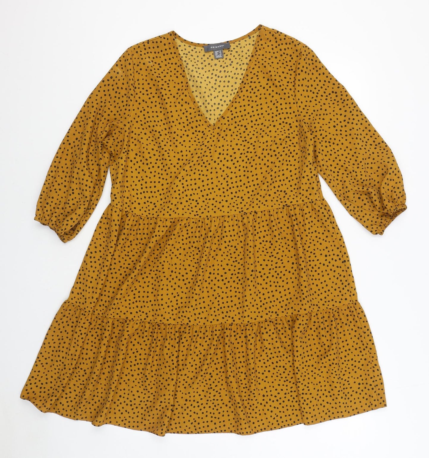 Primark Womens Brown Polka Dot Polyester A-Line Size 12 V-Neck Pullover
