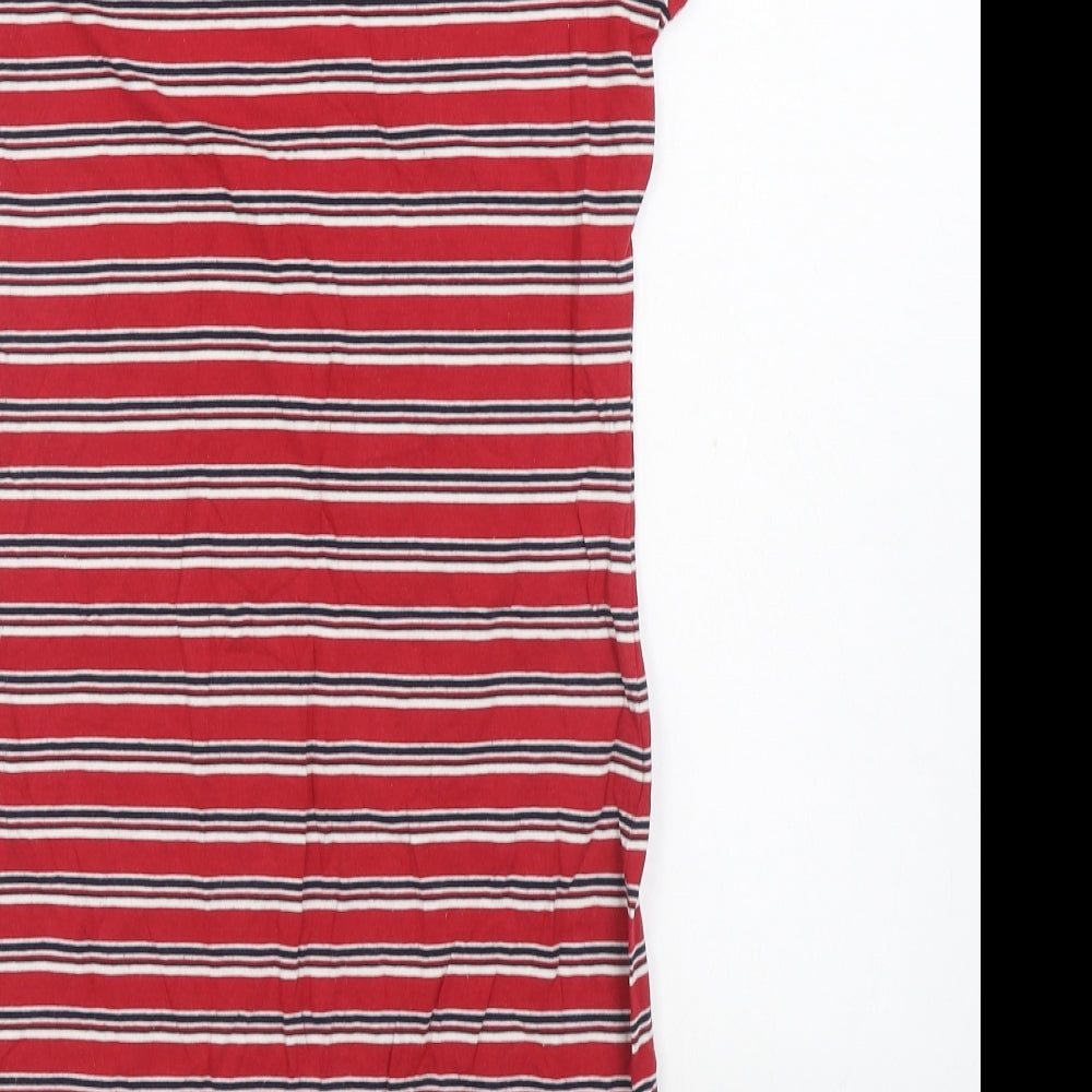 Atmosphere Womens Red Striped Cotton T-Shirt Dress Size 14 Scoop Neck Pullover
