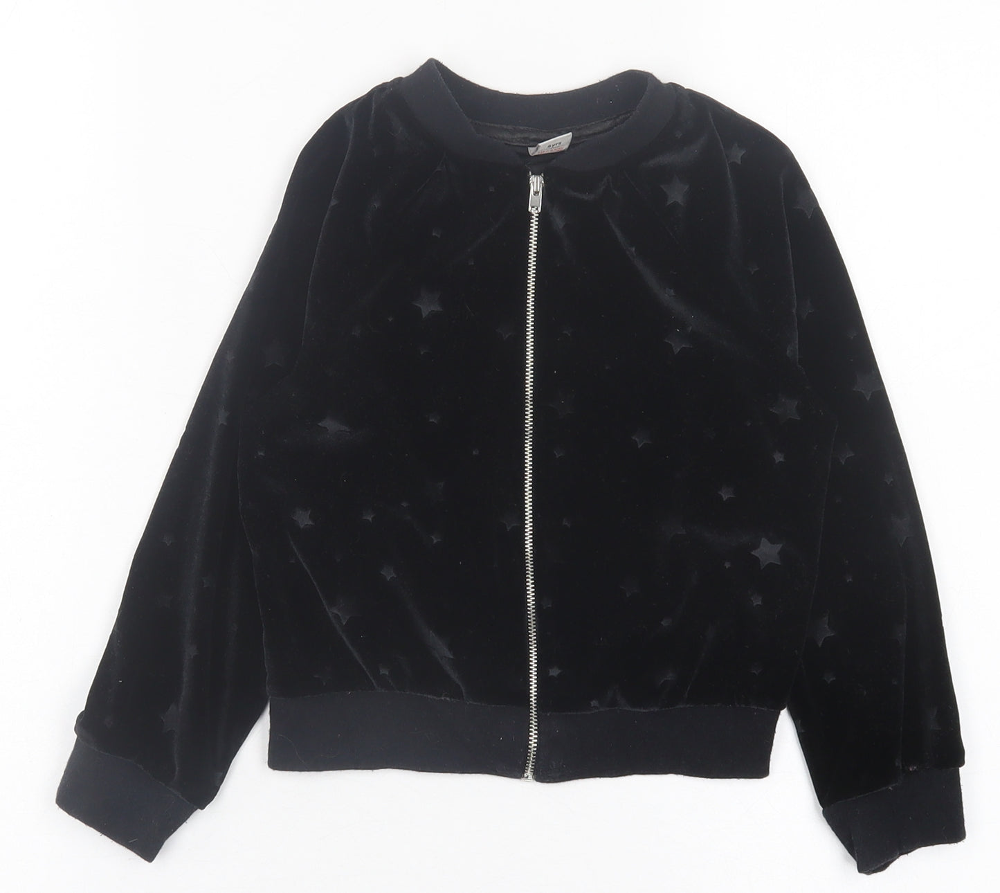 TU Girls Black Geometric Polyester Full Zip Sweatshirt Size 5 Years Zip