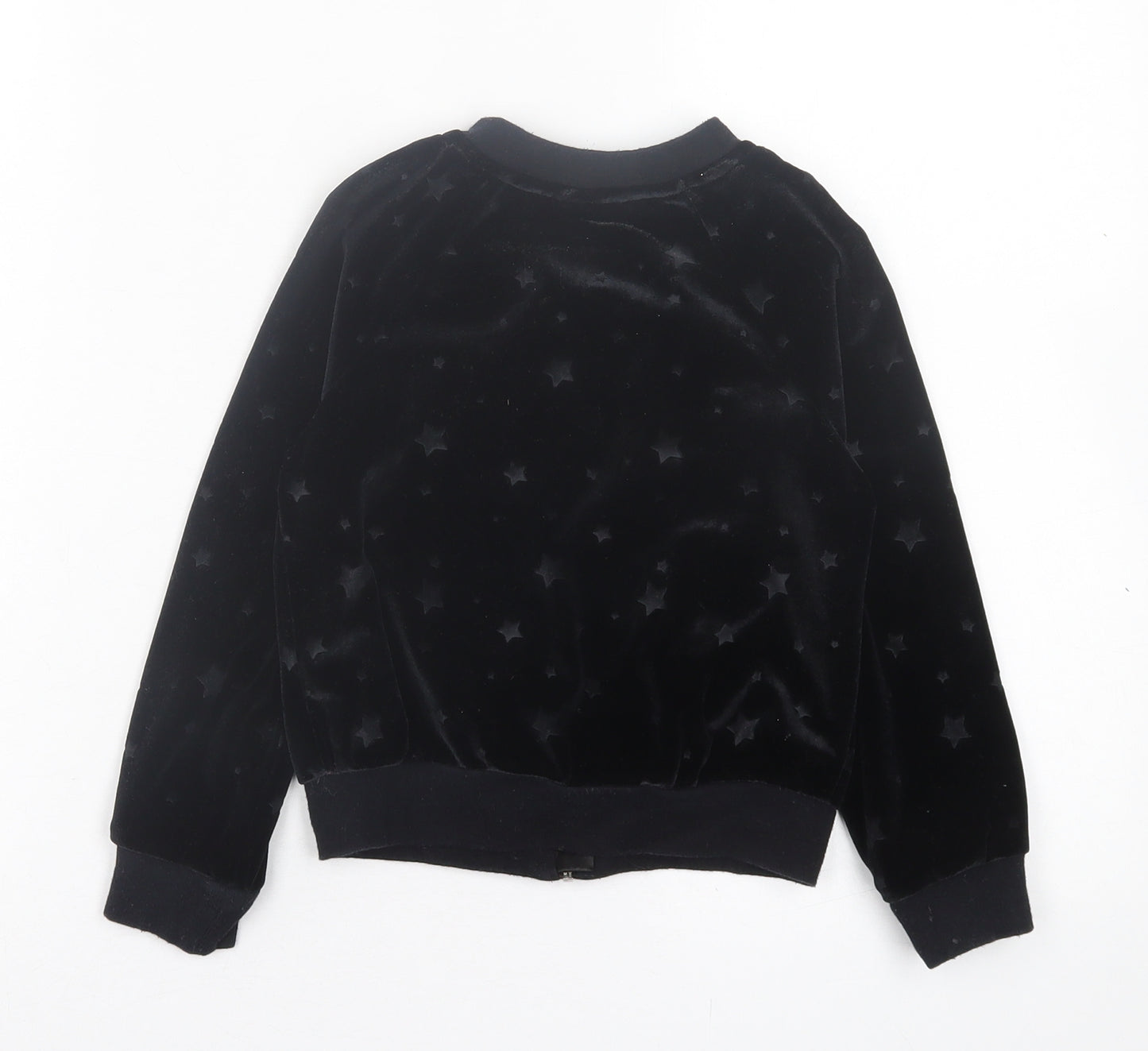 TU Girls Black Geometric Polyester Full Zip Sweatshirt Size 5 Years Zip