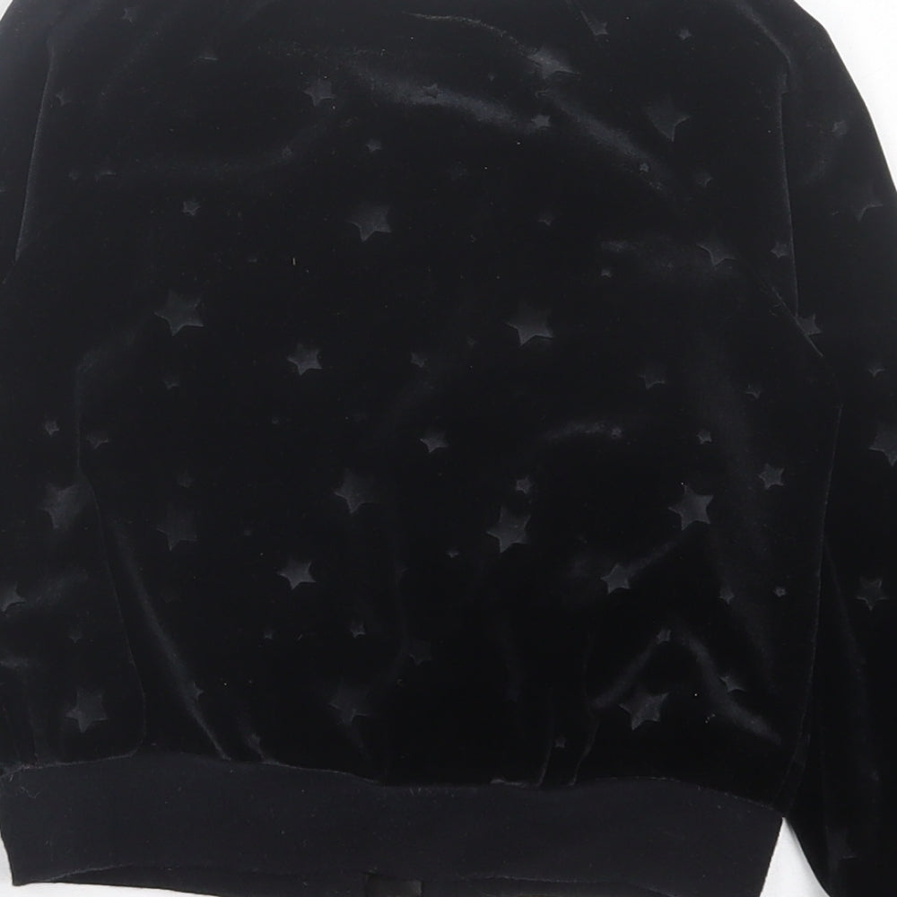 TU Girls Black Geometric Polyester Full Zip Sweatshirt Size 5 Years Zip