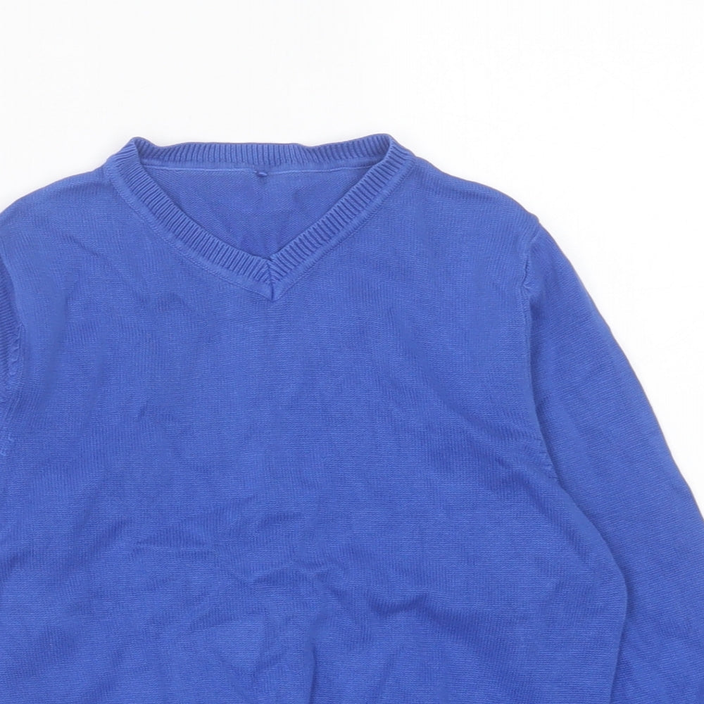 George Boys Blue V-Neck Cotton Pullover Jumper Size 5-6 Years Pullover - School Wear