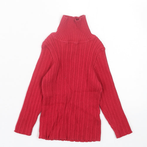Nutmeg Girls Red Cotton Basic Casual Size 2 Years High Neck Pullover