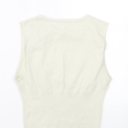 PRETTYLITTLETHING Womens Beige Polyester Cropped Tank Size L Crew Neck - Renew PLT