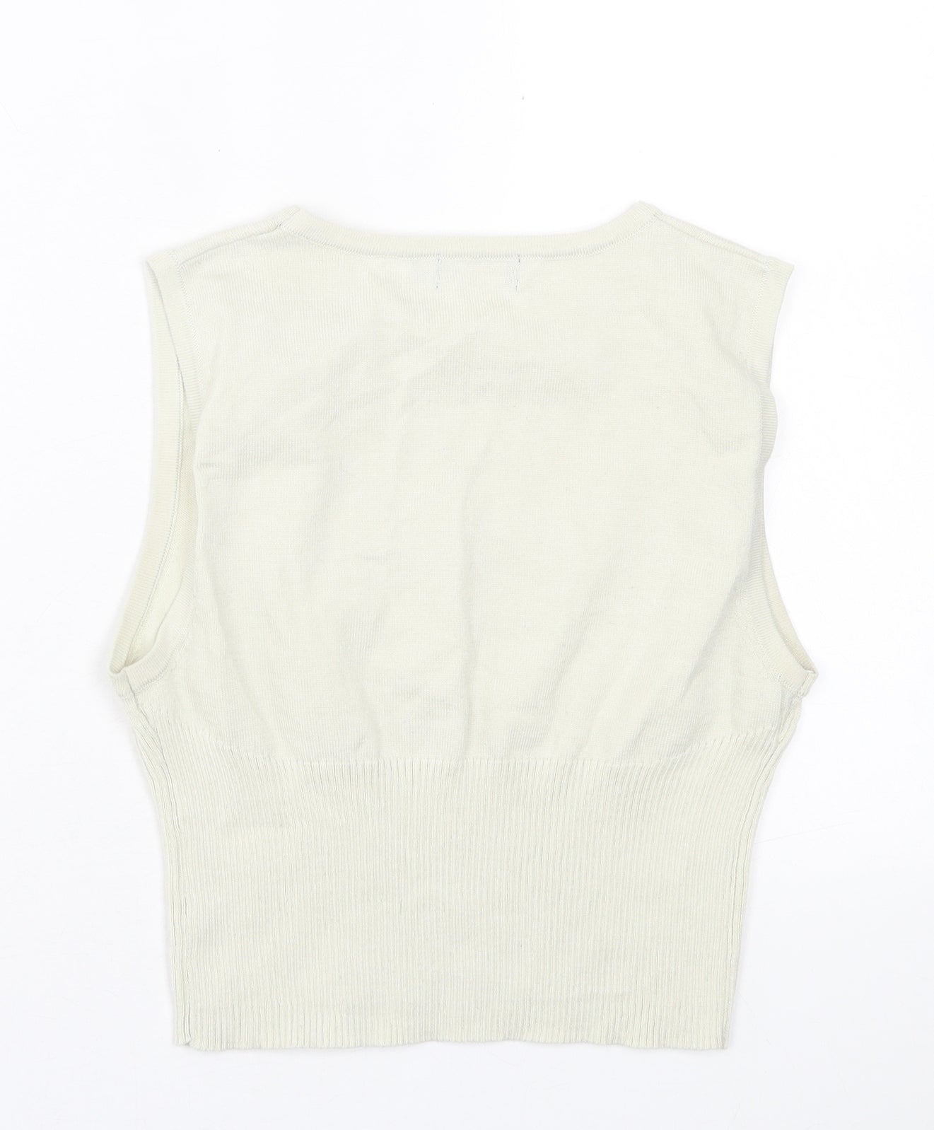 PRETTYLITTLETHING Womens Beige Polyester Cropped Tank Size L Crew Neck - Renew PLT