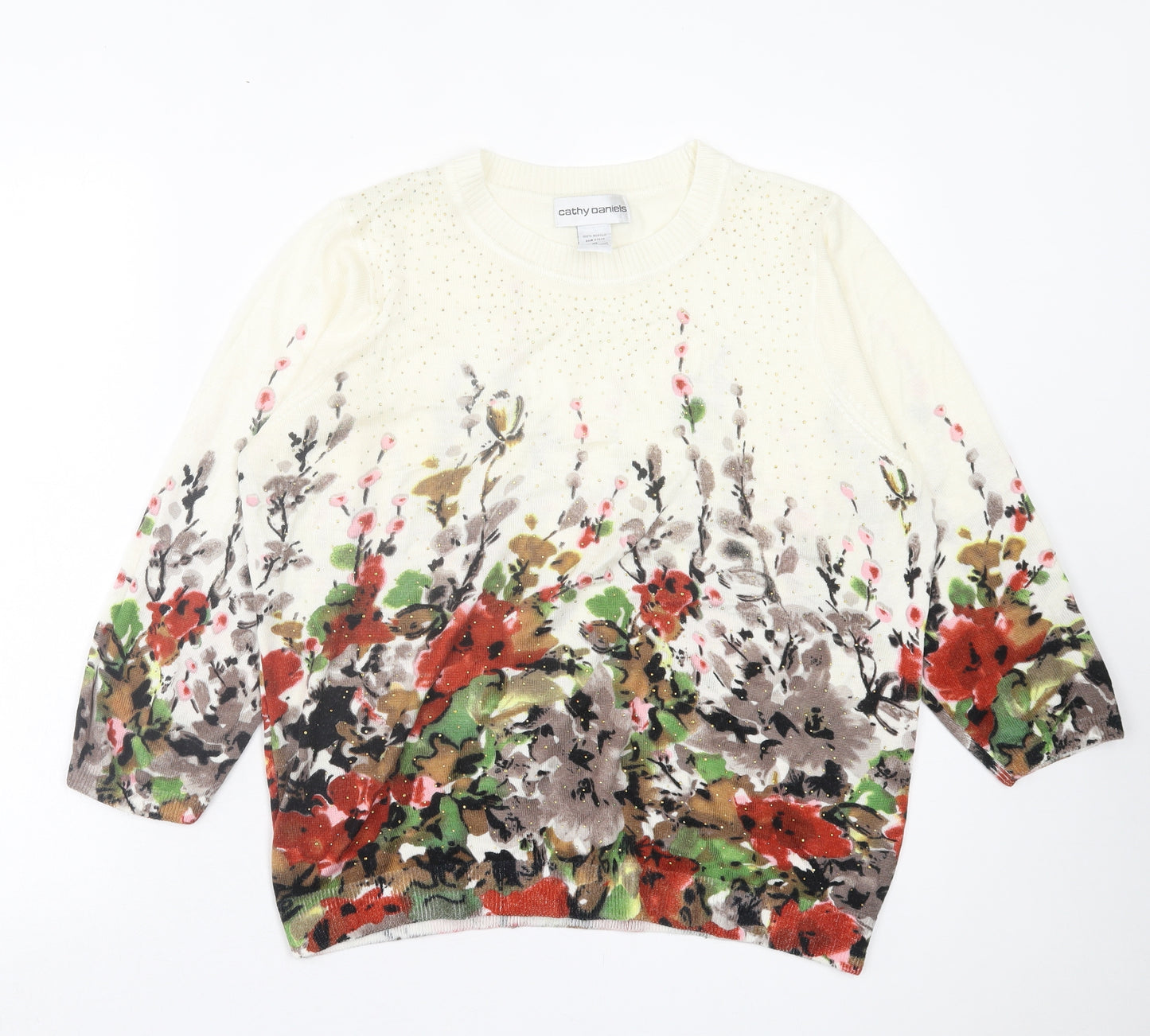 Cathy Daniels Womens Multicoloured Crew Neck Geometric Acrylic Pullover Jumper Size XL