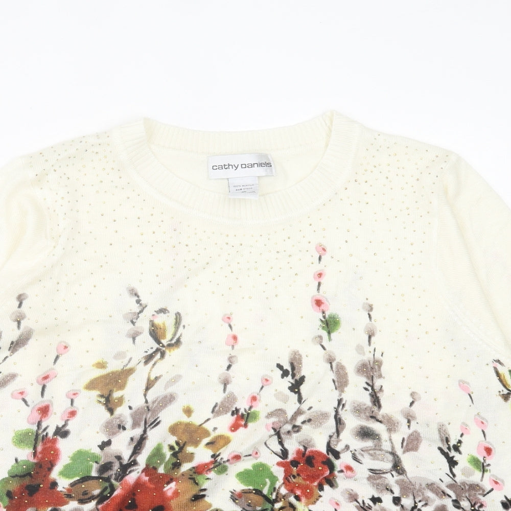 Cathy Daniels Womens Multicoloured Crew Neck Geometric Acrylic Pullover Jumper Size XL