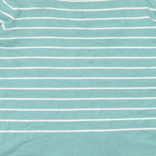 bonmarch Womens Green Square Neck Striped Cotton Pullover Jumper Size 20