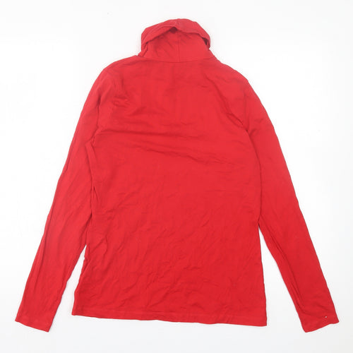 Landsend Womens Red Cotton Basic Size S Roll Neck