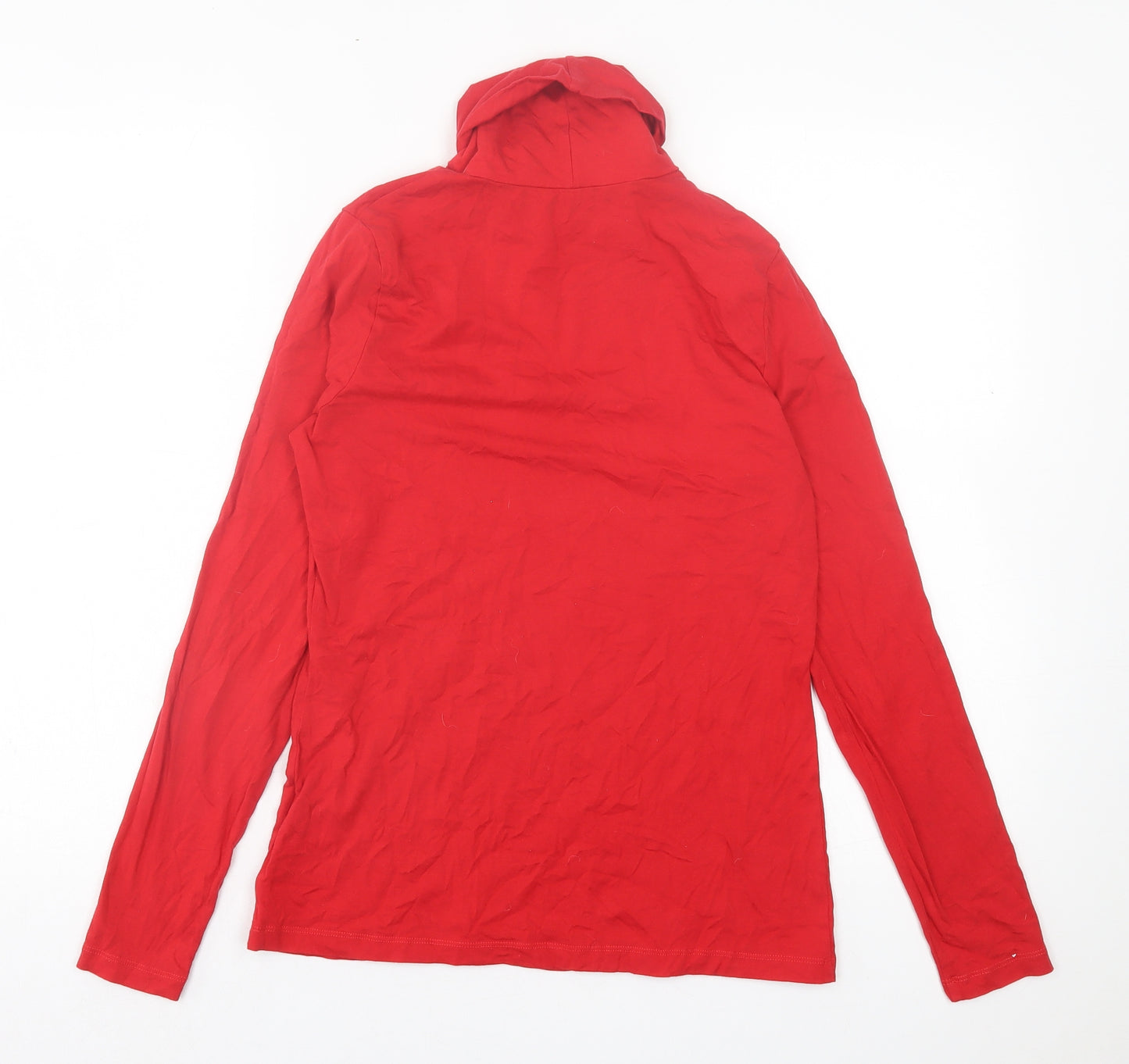Landsend Womens Red Cotton Basic Size S Roll Neck