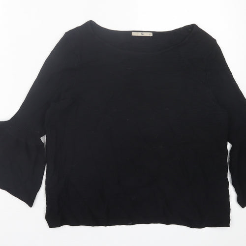TU Womens Black Crew Neck Viscose Pullover Jumper Size 12