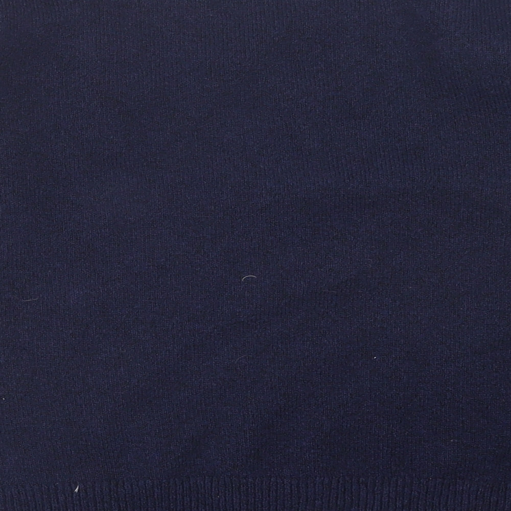 TU Womens Blue Crew Neck Floral Acrylic Pullover Jumper Size M