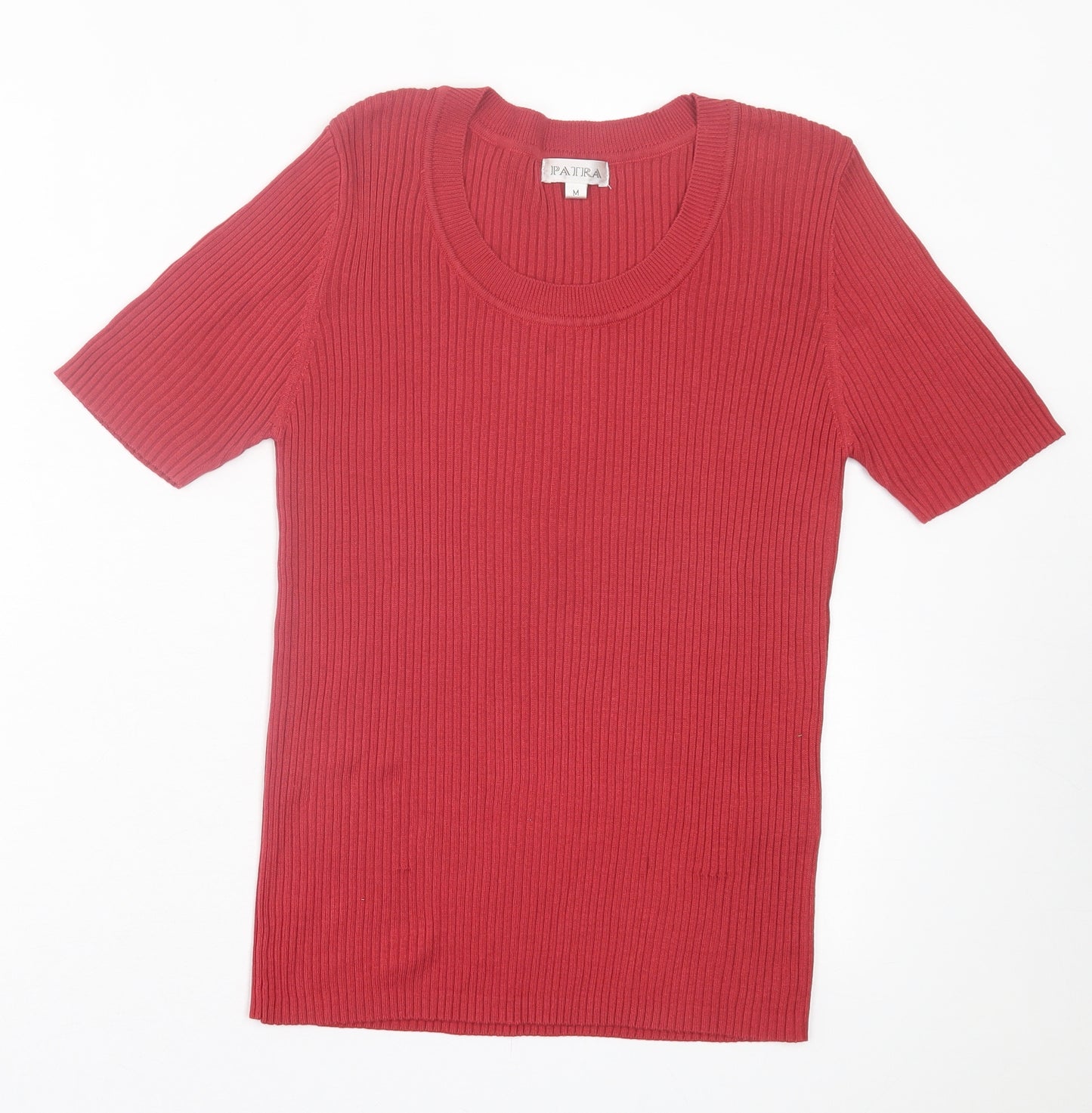 Patra Womens Pink Silk Basic T-Shirt Size M Crew Neck