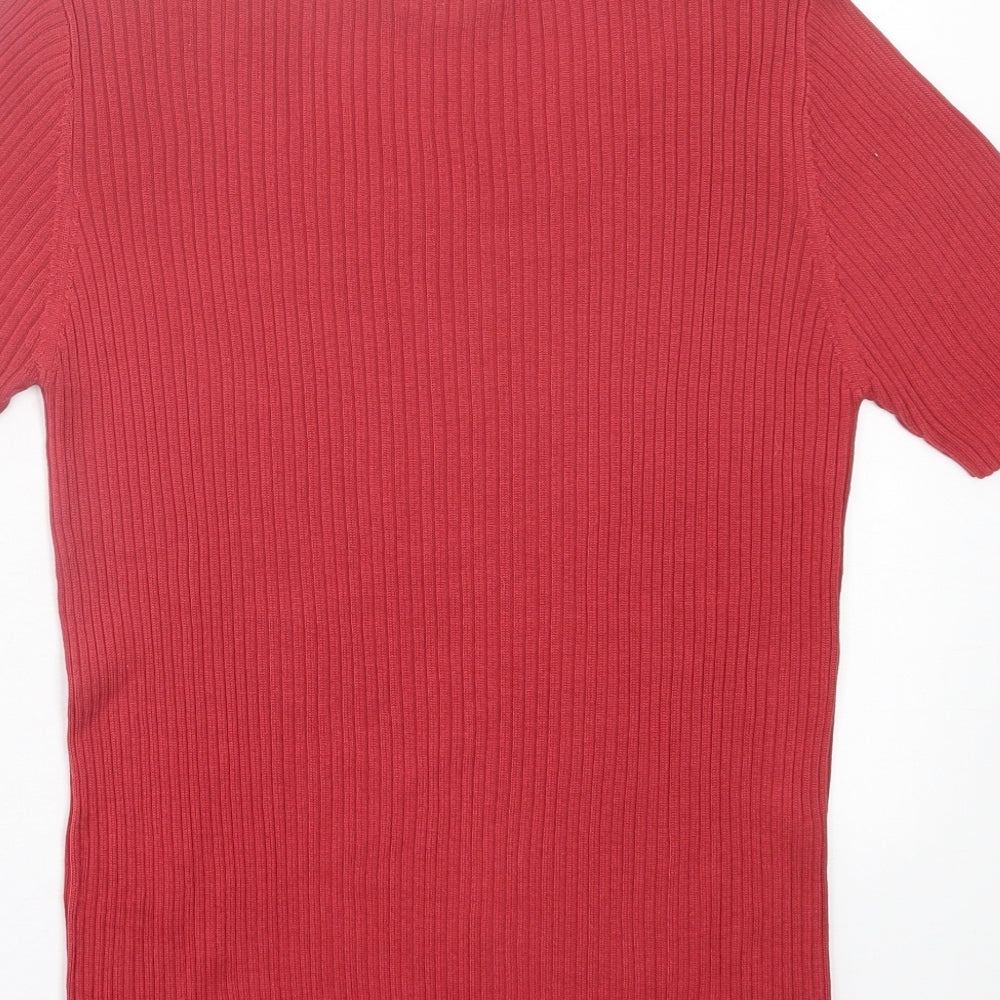 Patra Womens Pink Silk Basic T-Shirt Size M Crew Neck