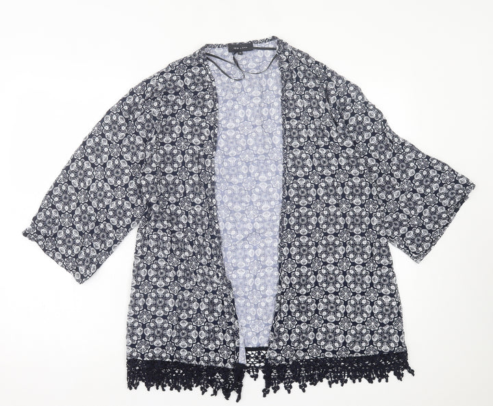 New Look Womens Blue Geometric Jacket Size 14