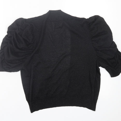 Agenda Womens Black V-Neck Viscose Cardigan Jumper Size 14