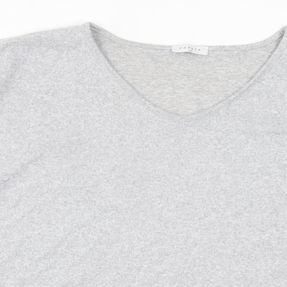 Papaya Womens Grey Polyester Basic T-Shirt Size 20 V-Neck