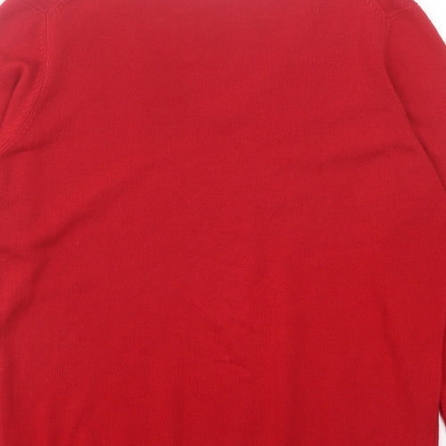 Marks and Spencer Womens Red V-Neck Acrylic Pullover Jumper Size 14