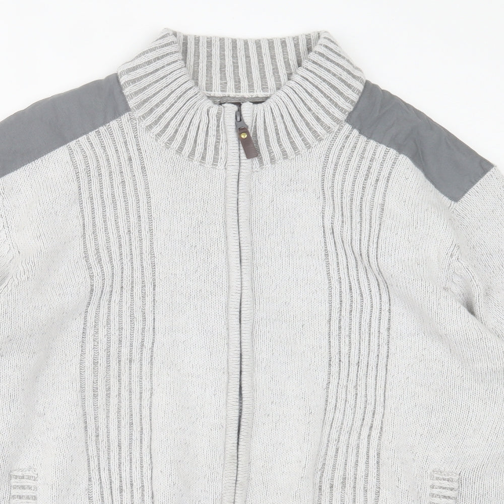Atlas For men Mens Grey High Neck Acrylic Full Zip Jumper Size M