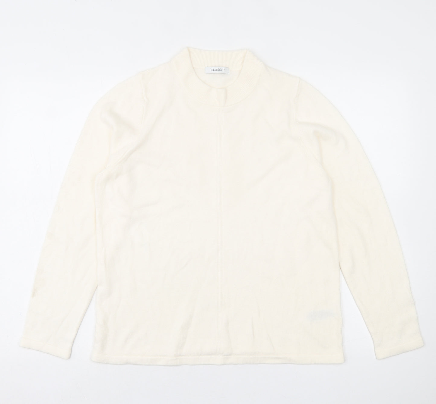 Marks and Spencer Womens Ivory Crew Neck Acrylic Pullover Jumper Size 14