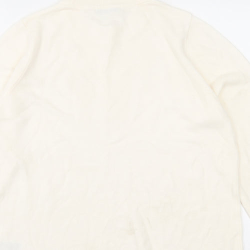 Marks and Spencer Womens Ivory Crew Neck Acrylic Pullover Jumper Size 14