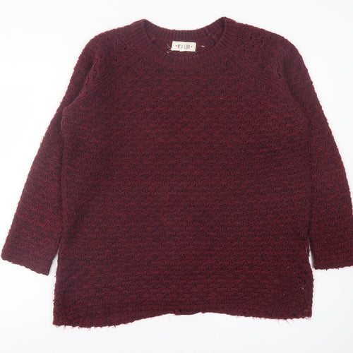 New Look Womens Purple Crew Neck Acrylic Pullover Jumper Size M