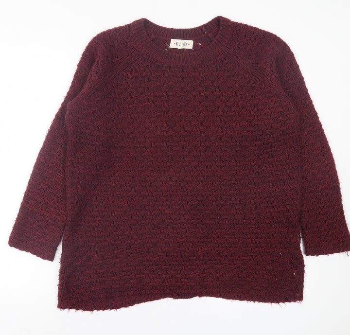 New Look Womens Purple Crew Neck Acrylic Pullover Jumper Size M