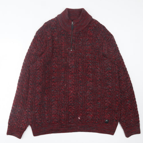 NEXT Mens Red High Neck Cotton Pullover Jumper Size XL