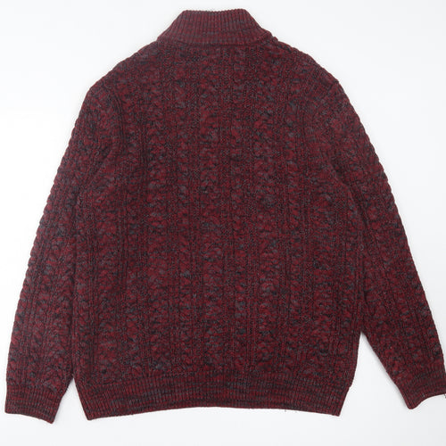 NEXT Mens Red High Neck Cotton Pullover Jumper Size XL