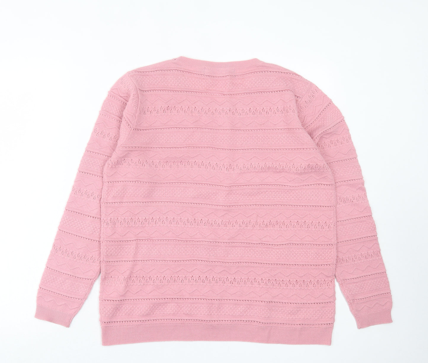 Isle Essentials Womens Pink Crew Neck Acrylic Pullover Jumper Size M
