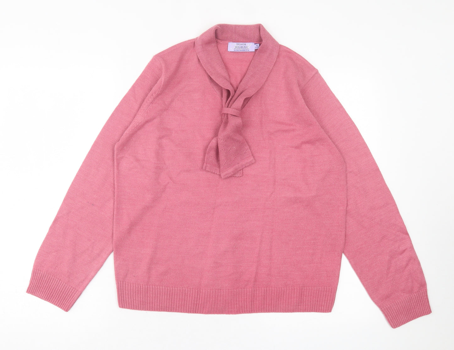Honor Milburn Womens Pink V-Neck Acrylic Pullover Jumper Size M