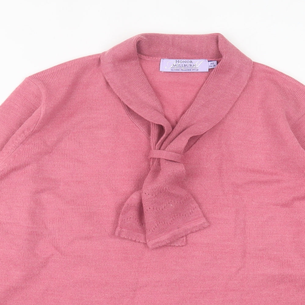 Honor Milburn Womens Pink V-Neck Acrylic Pullover Jumper Size M