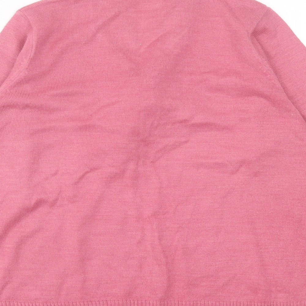 Honor Milburn Womens Pink V-Neck Acrylic Pullover Jumper Size M