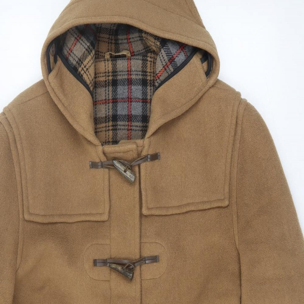 original montgomery Mens Brown Overcoat Coat Size L Buckle
