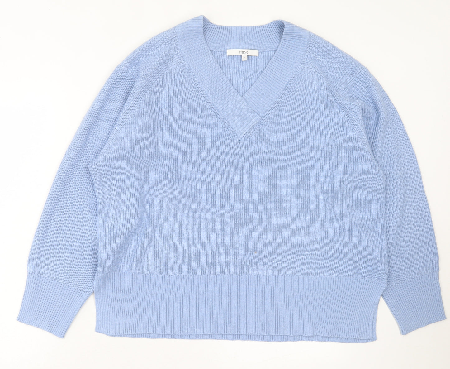 NEXT Womens Blue V-Neck Acrylic Pullover Jumper Size L