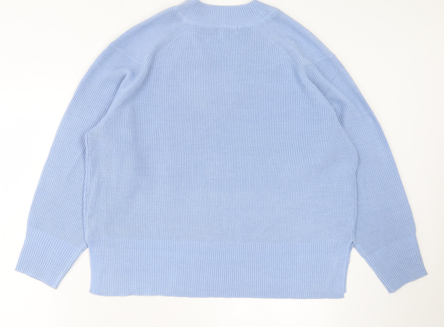 NEXT Womens Blue V-Neck Acrylic Pullover Jumper Size L