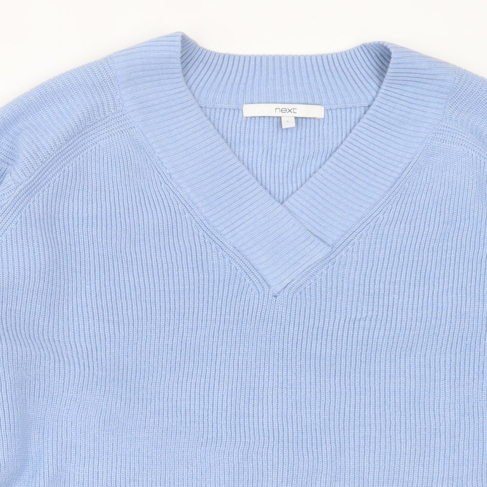 NEXT Womens Blue V-Neck Acrylic Pullover Jumper Size L