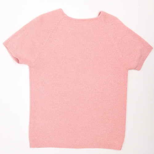 Berkertex Womens Pink Acrylic Basic T-Shirt Size 10 Crew Neck