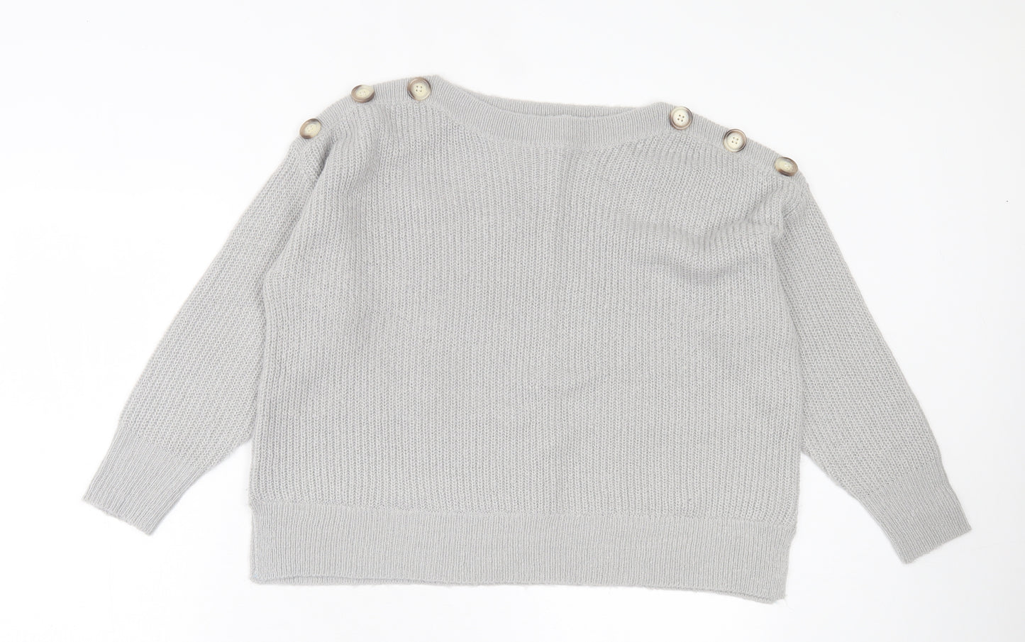 Dorothy Perkins Womens Grey Boat Neck Acrylic Pullover Jumper Size 16