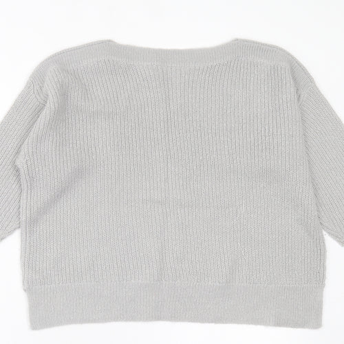 Dorothy Perkins Womens Grey Boat Neck Acrylic Pullover Jumper Size 16