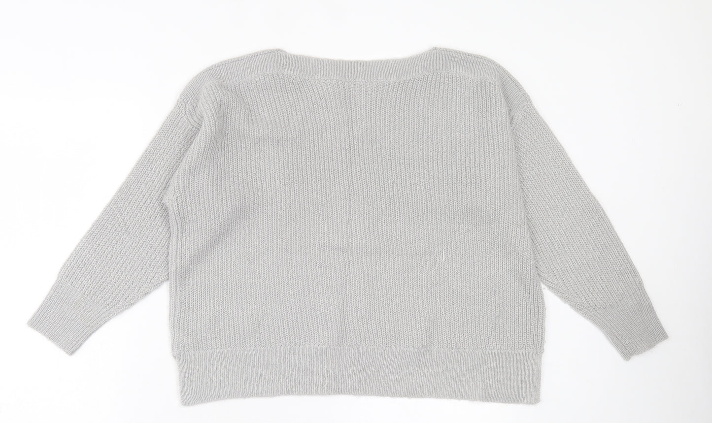 Dorothy Perkins Womens Grey Boat Neck Acrylic Pullover Jumper Size 16