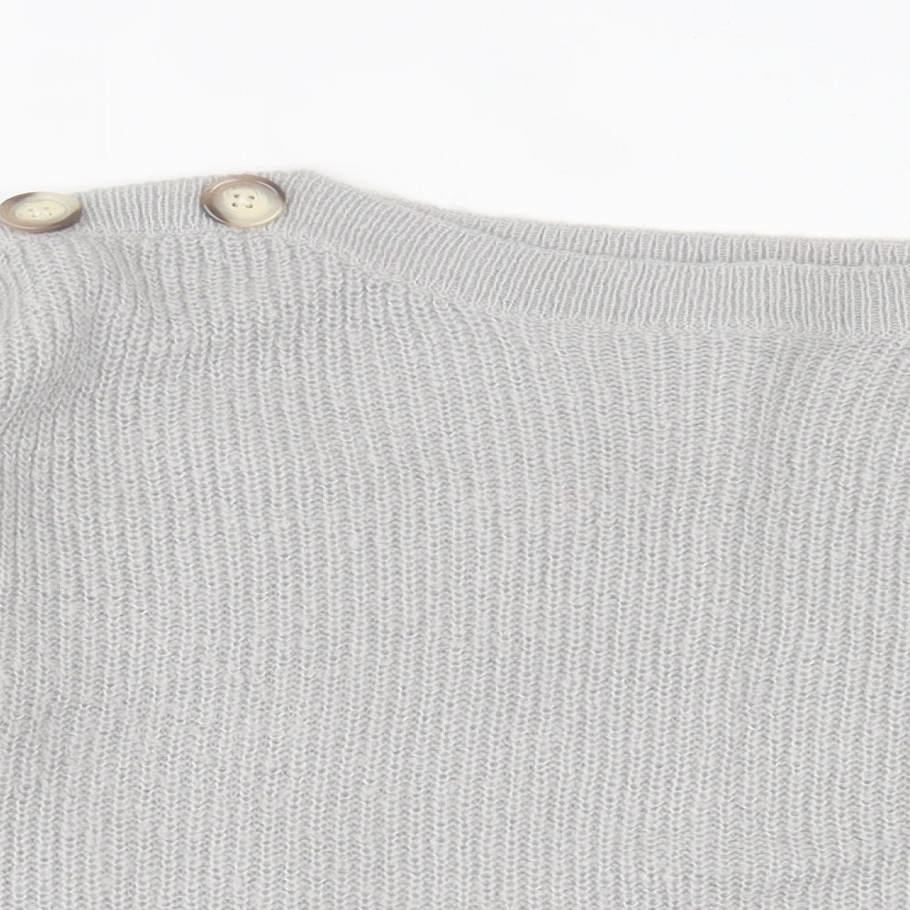 Dorothy Perkins Womens Grey Boat Neck Acrylic Pullover Jumper Size 16