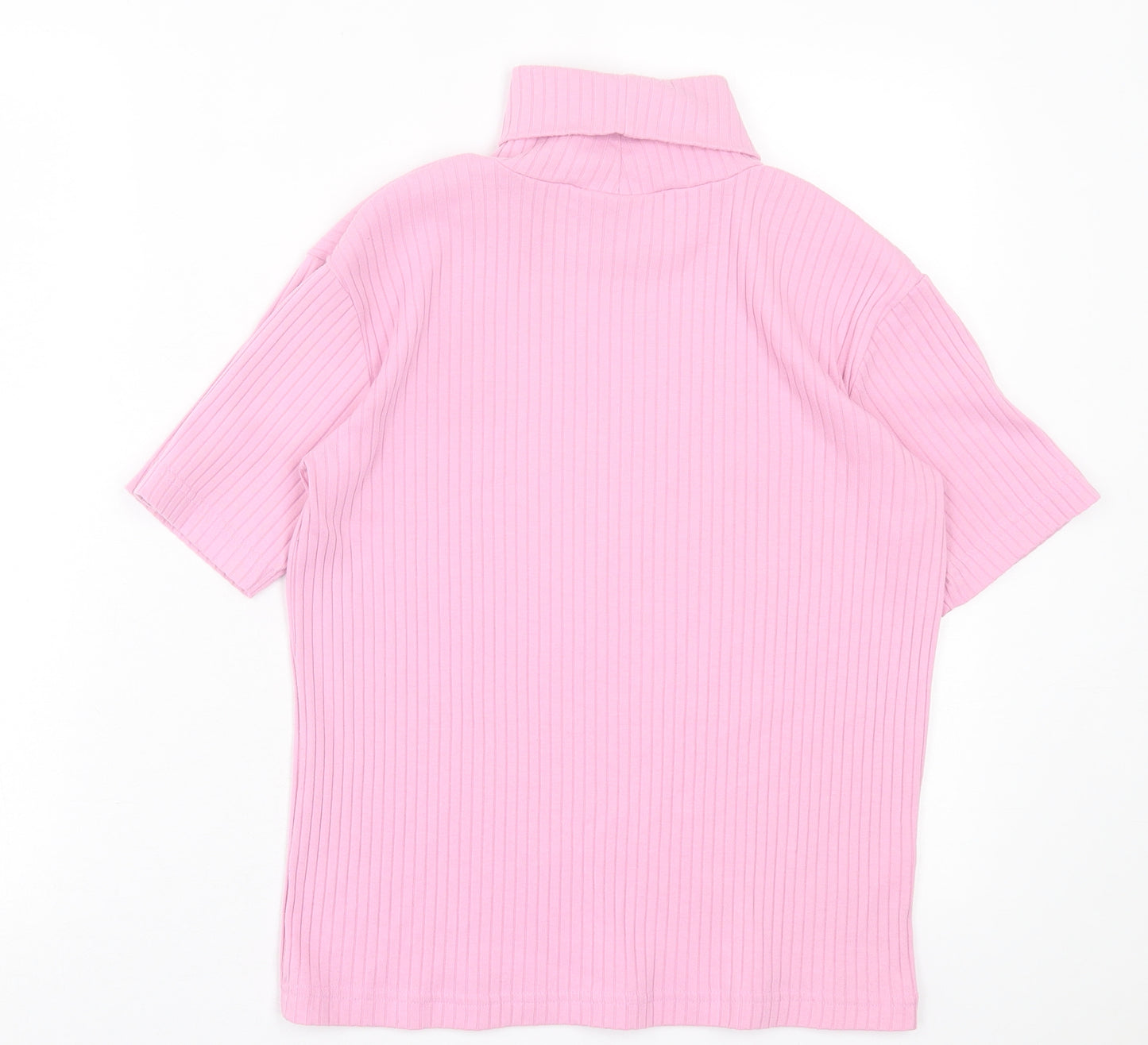 Joie de Vivre Womens Pink Polyester Basic T-Shirt Size 12 Roll Neck