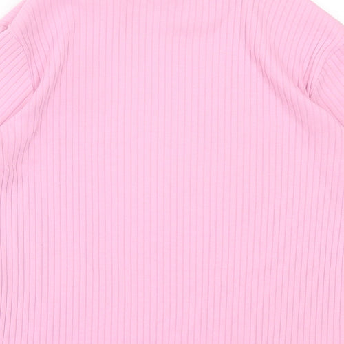 Joie de Vivre Womens Pink Polyester Basic T-Shirt Size 12 Roll Neck