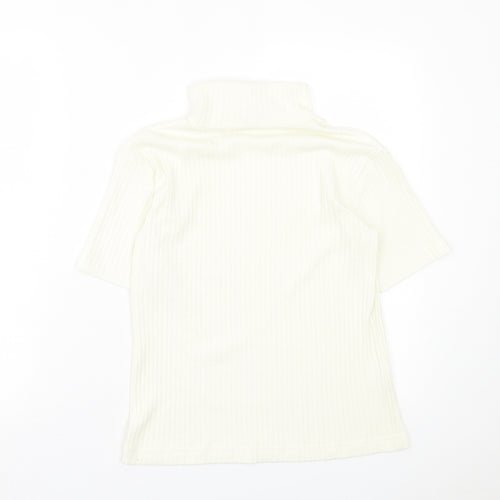 Joie de Vivre Womens Ivory Polyester Basic T-Shirt Size 10 Roll Neck